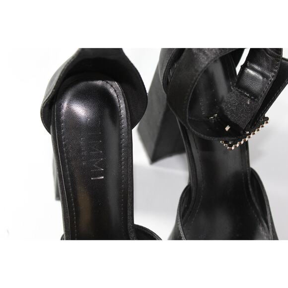 Simmi London Adley Heel in Black Satin Chunky Platform US 8 - Picture 7 of 12